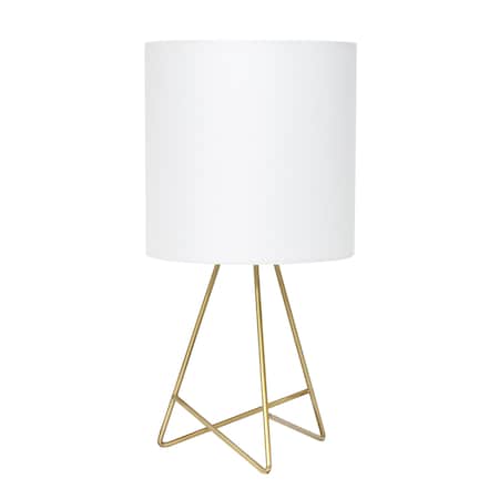 Simple Designs Down to the Wire Table Lamp with Fabric Shade, Gold with White Shade LT2066-GDW